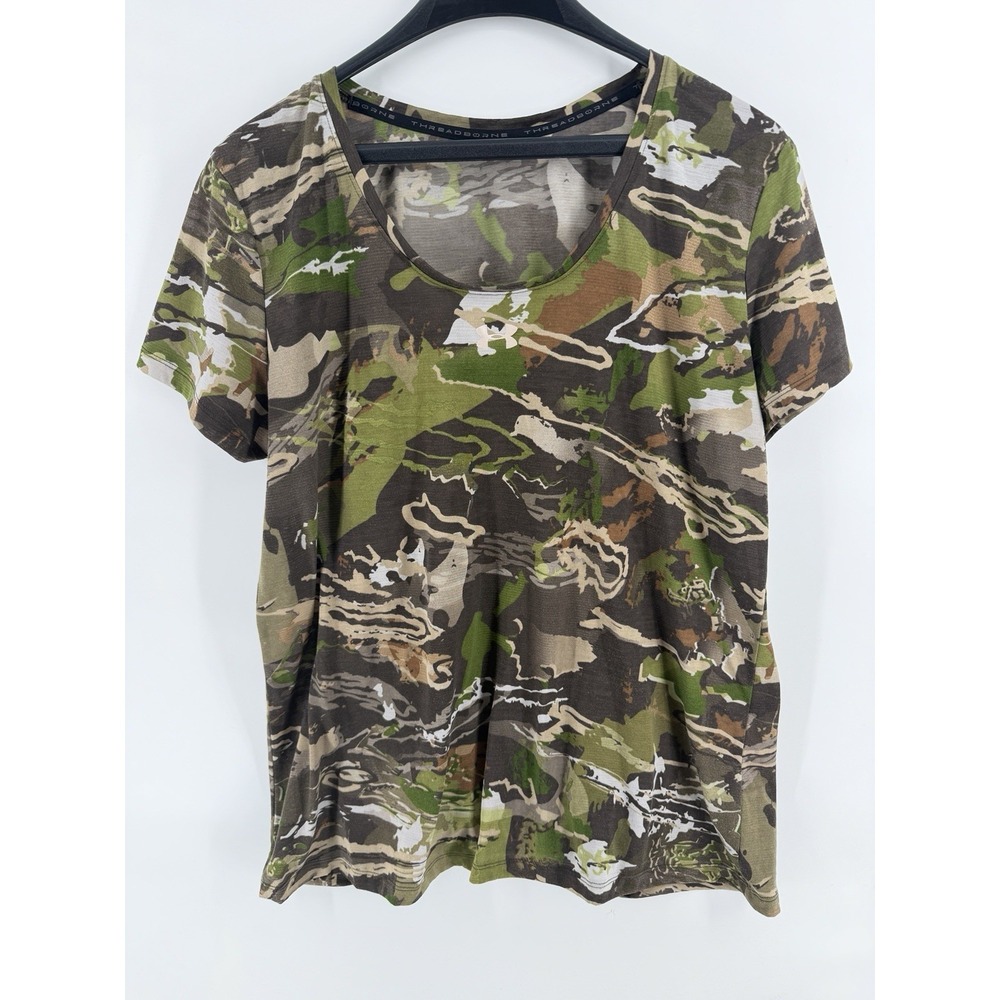 Under Armour Threadborne‎ Womens Camo Short Sleeve Polyester T Shirt Size L